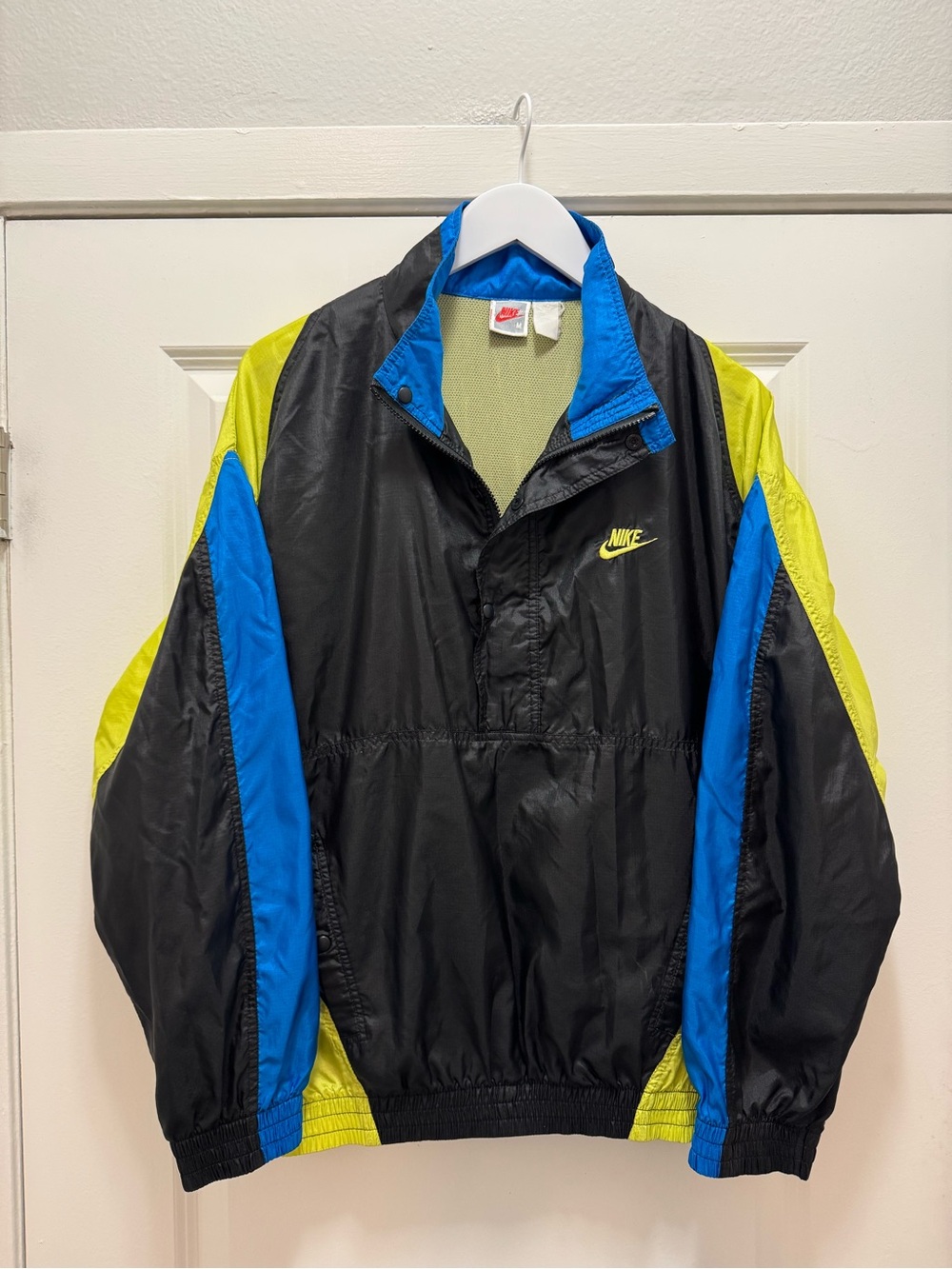 Vintage Nike Gray Tag 80s Windbreaker Zip Jacket Blue Yellow Black